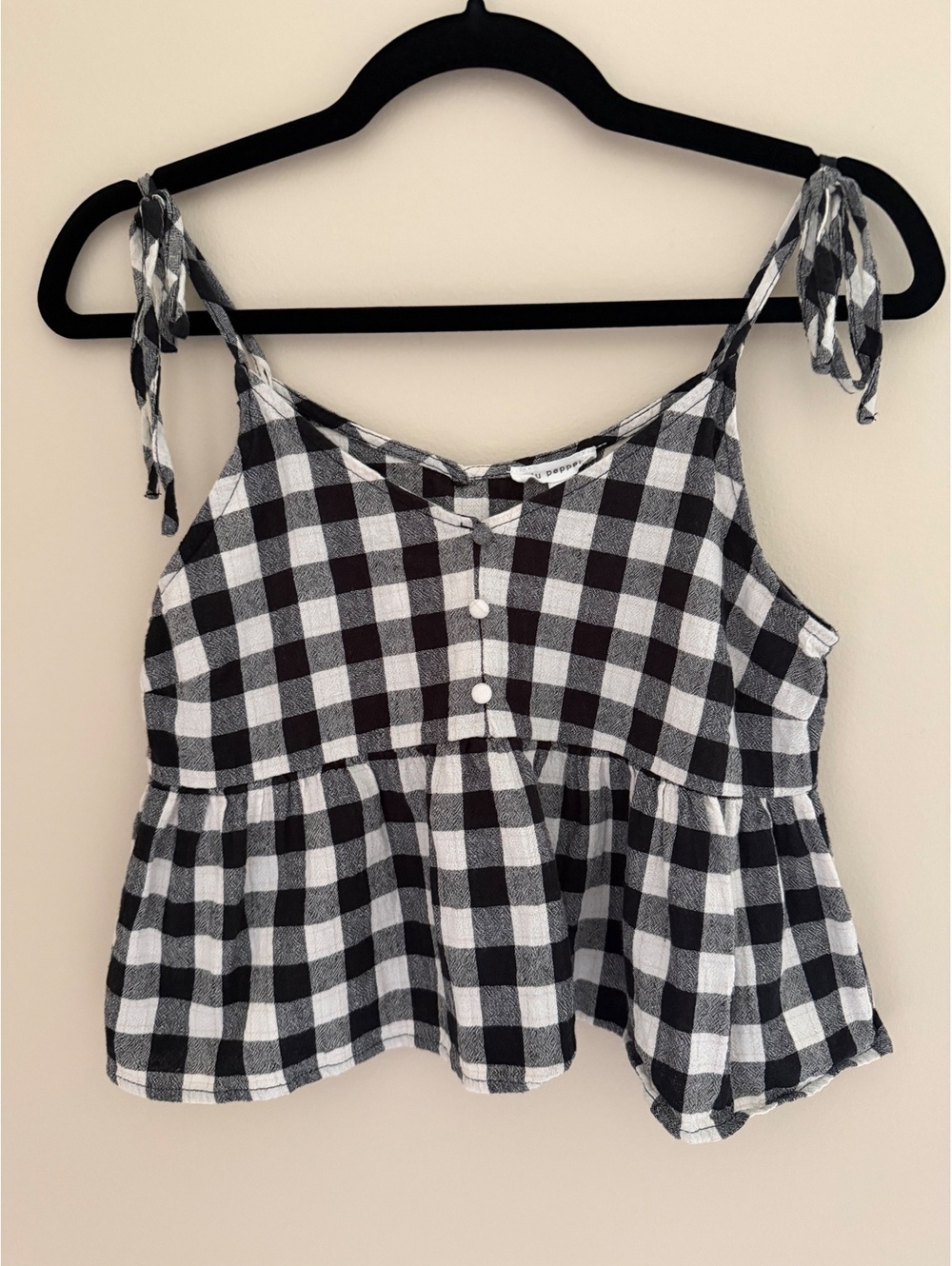 100% cotton M blu pepper tank, black/white